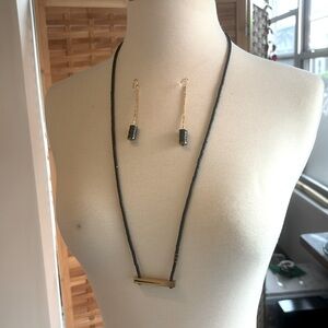 Eileen Fisher Brass Necklace with Matching Earrings